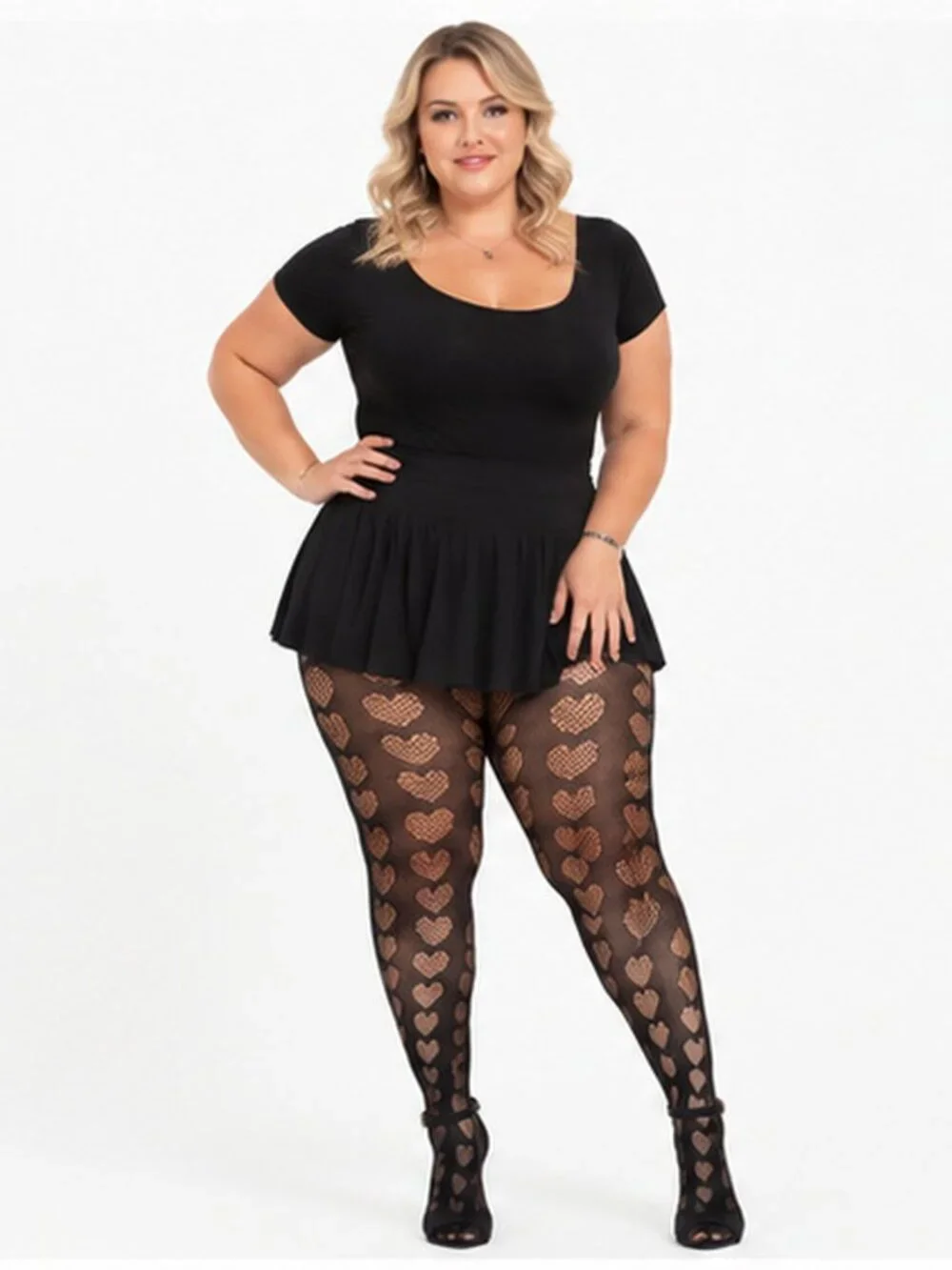 Killer Legs Oh My Hearts Fishnet Tights Queen Plus Size Pantyhose NWT